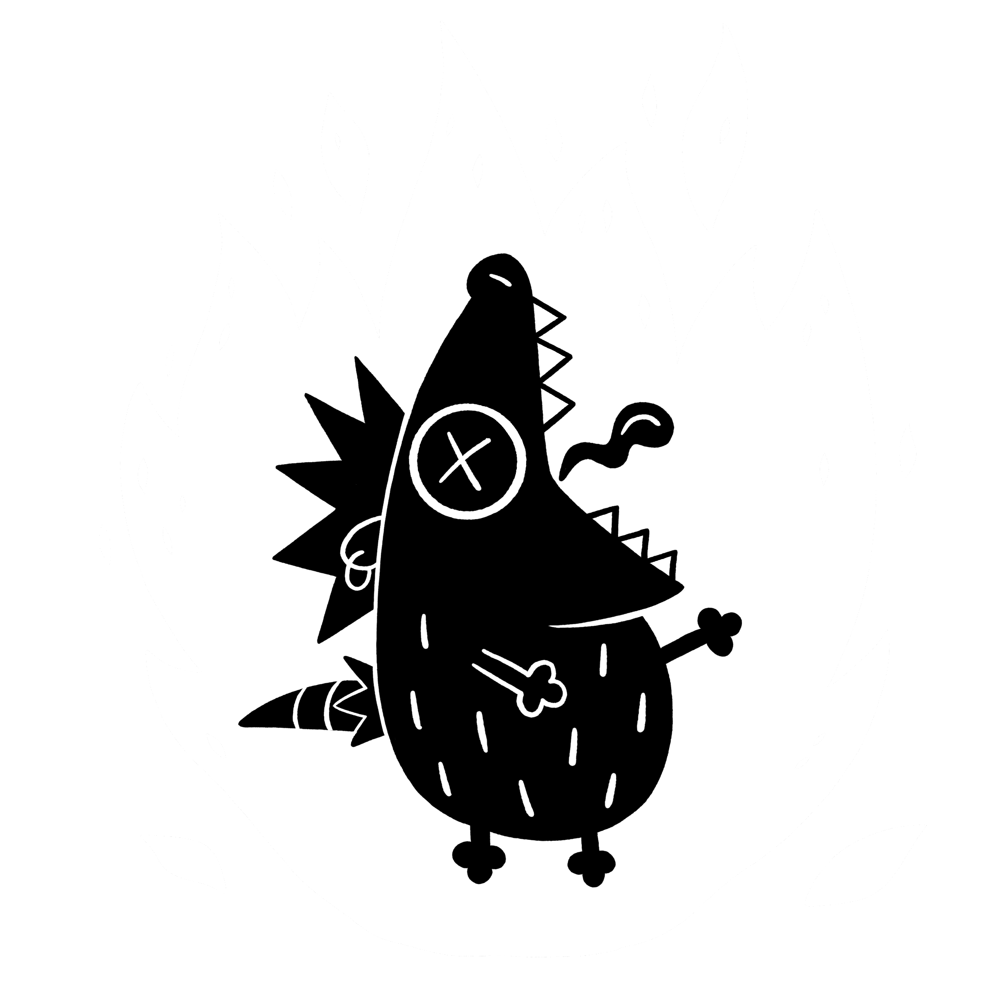 Possum Riot logo: screaming possum-punk on a fire background.